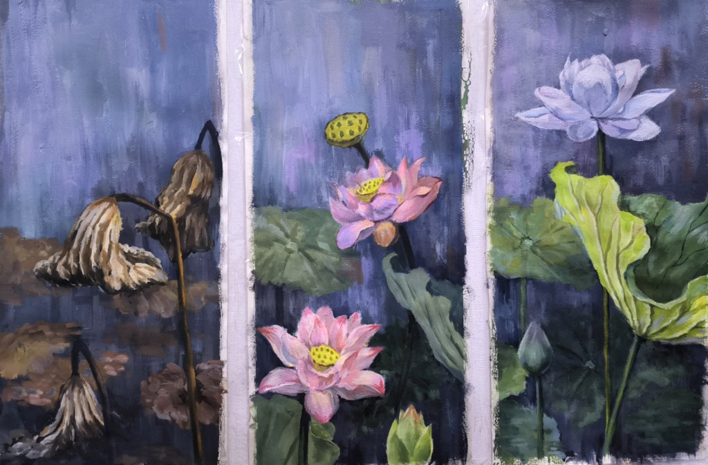 二等奖 阳三石街道乘前中学-水粉画-《青莲一生》-李鸿滢(老师)-15228382063